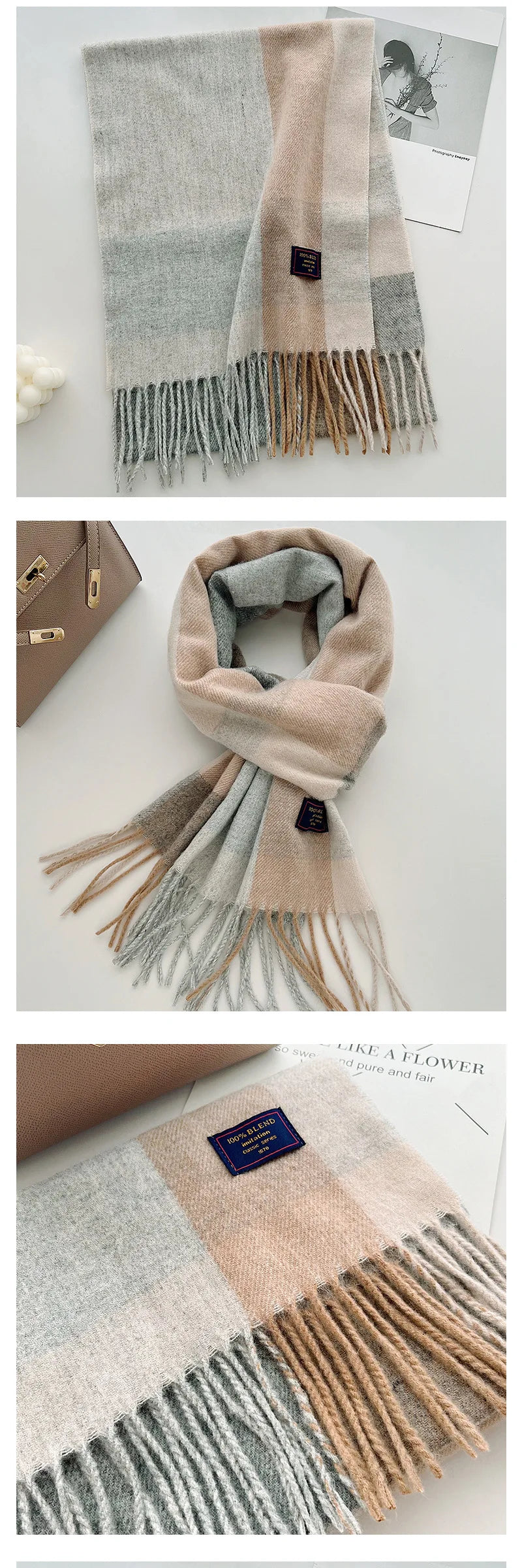 Classic Checkered Scarf with Fringes – Style and Comfort