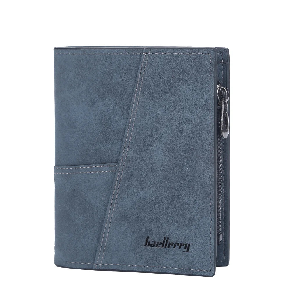Vertical Men’s Wallet with Minimalist Geometric Stitch Design – Compact and Stylish
