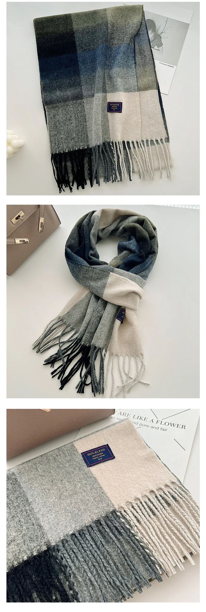 Classic Checkered Scarf with Fringes – Style and Comfort