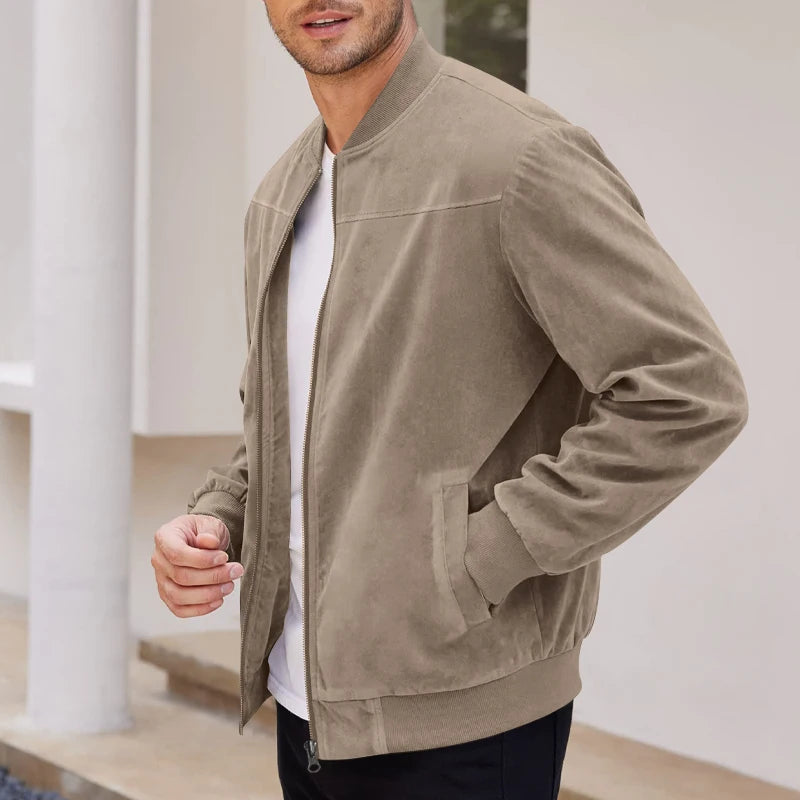 Men’s Minimalist Casual Jacket with Front Zipper Closure