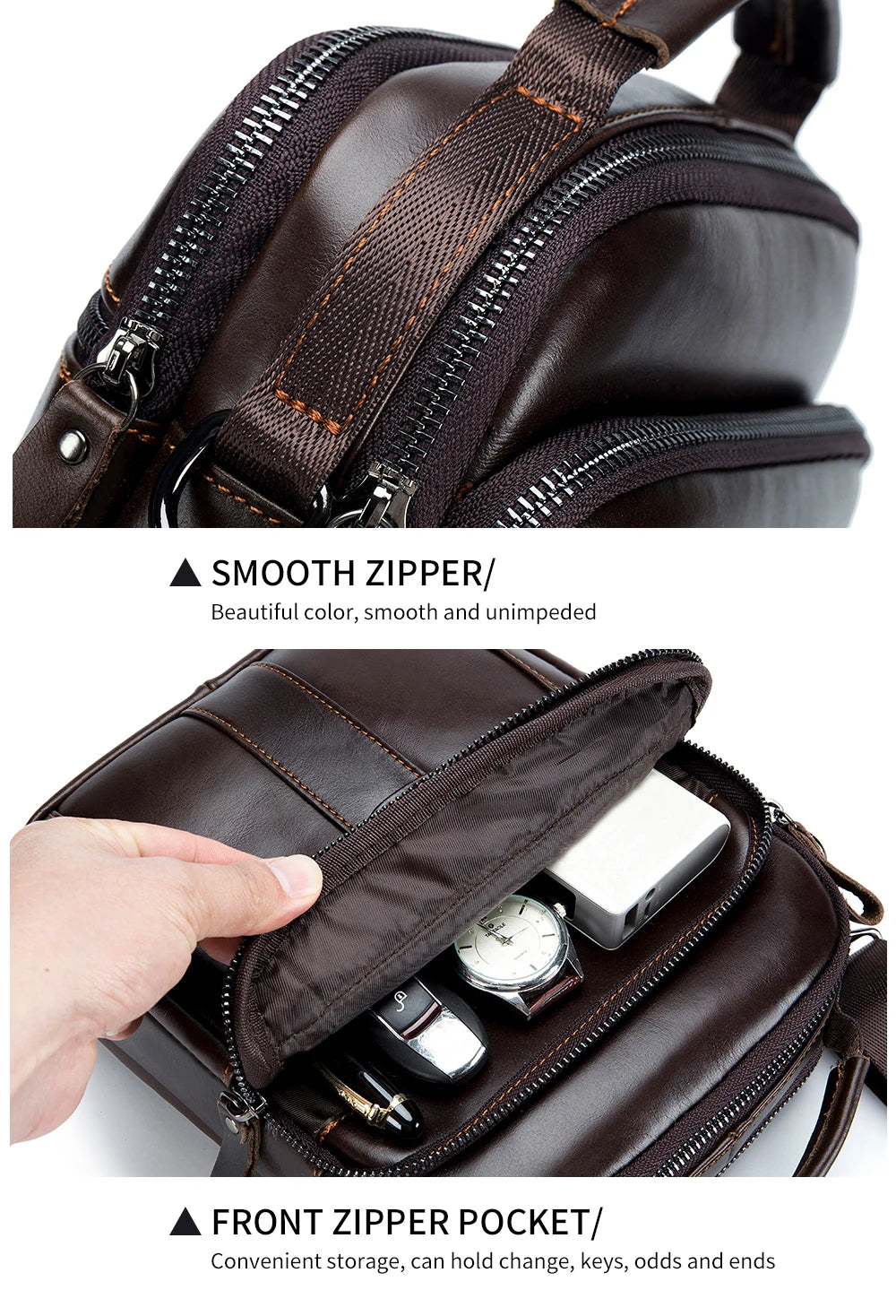 Men’s Vintage Leather Shoulder Bag – Small Crossbody Messenger with Multi-Pockets for Work, Travel & Daily Use