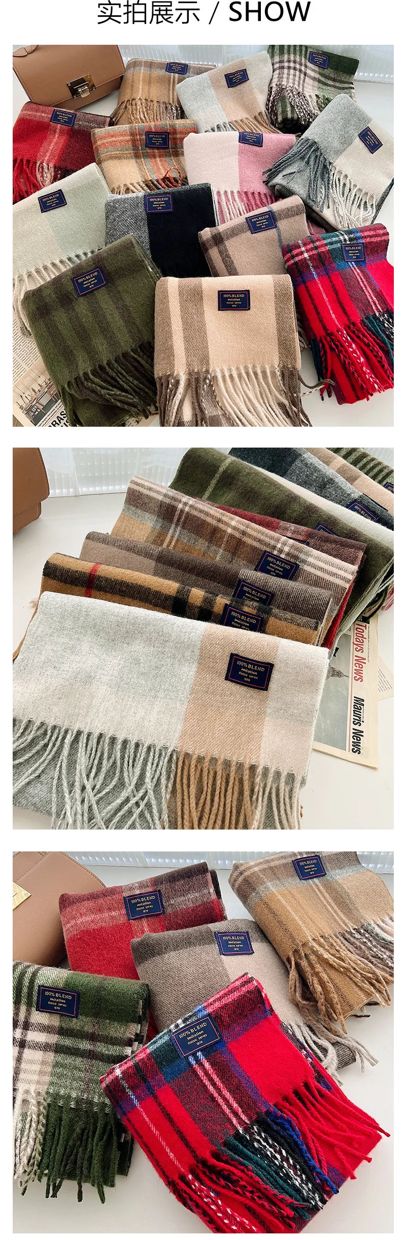 Classic Checkered Scarf with Fringes – Style and Comfort