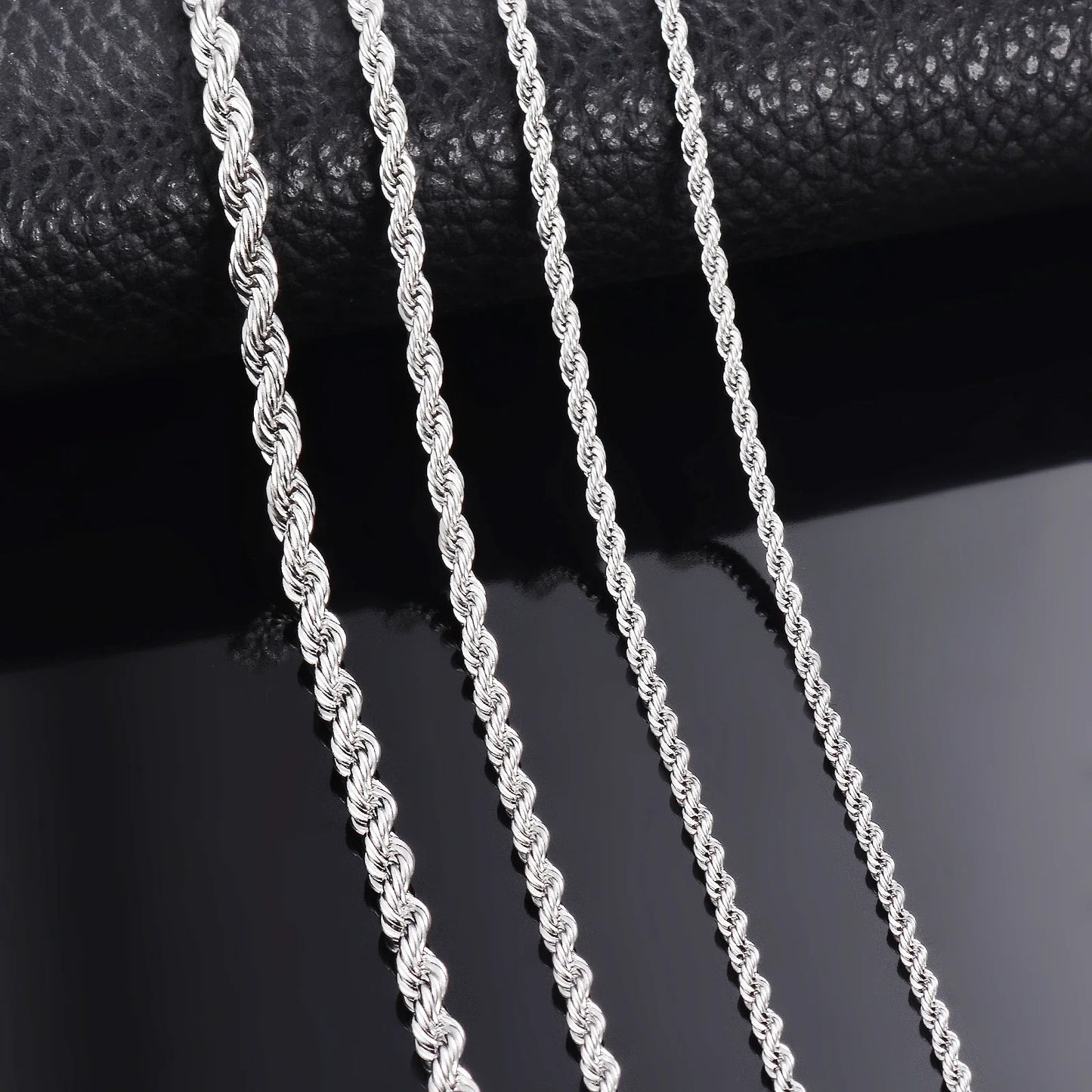 Stainless Steel Rope Chain Necklace – Classic Twist Design