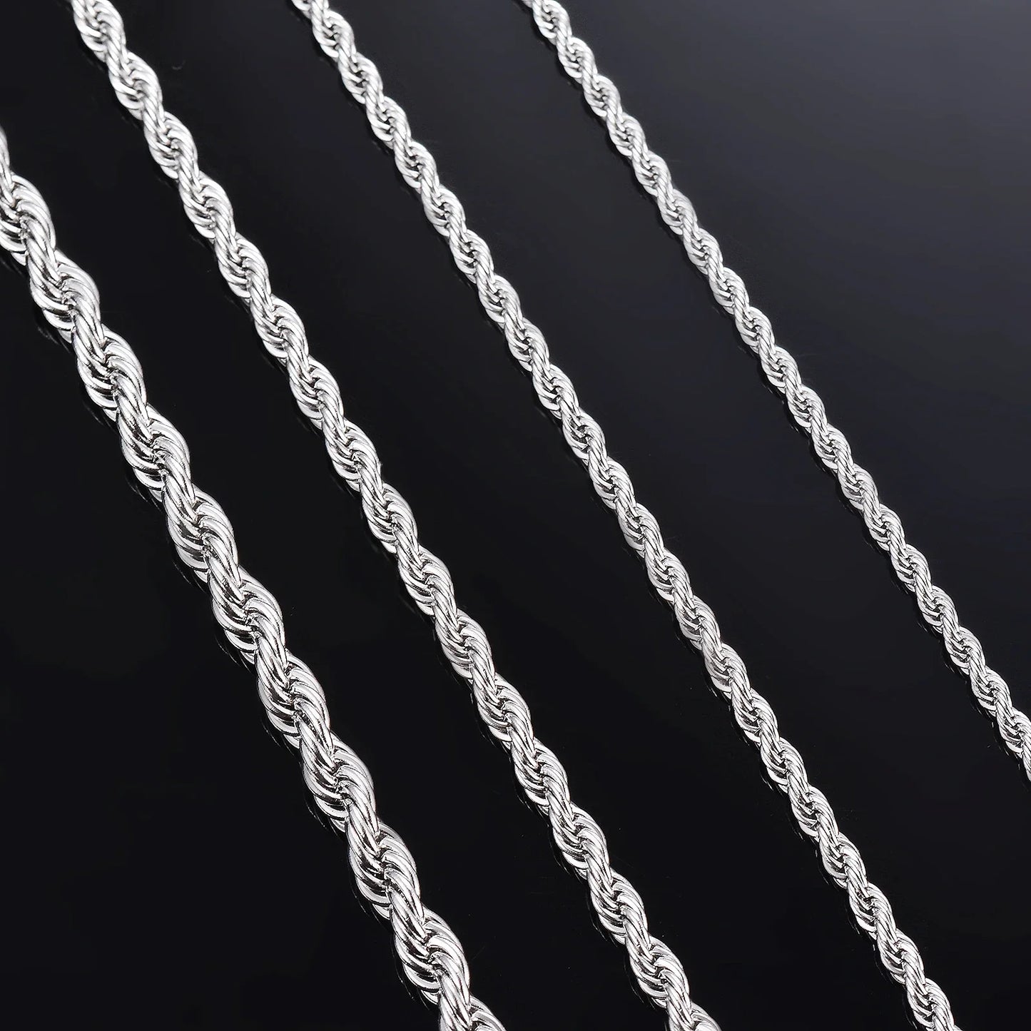 Stainless Steel Rope Chain Necklace – Classic Twist Design