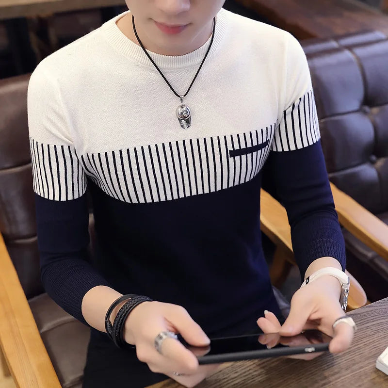 Men’s Sweater with Vertical Stripe Detail