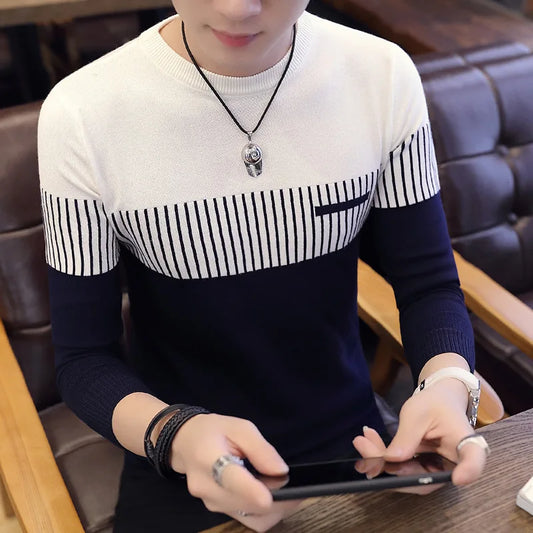 Men’s Sweater with Vertical Stripe Detail