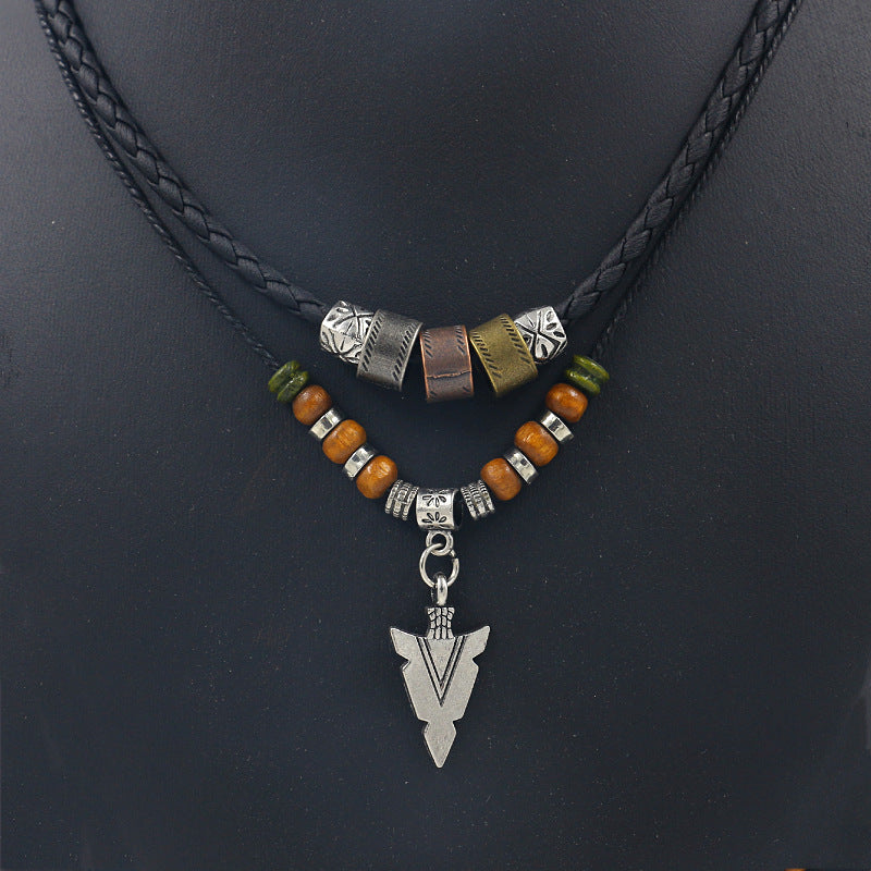 Men’s Tribal Necklace with Arrowhead Pendant