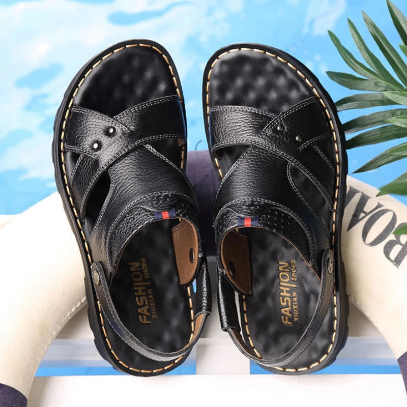 Men's Summer Leather Sandals - Reinforced Men's Shoes Made of Genuine Leather