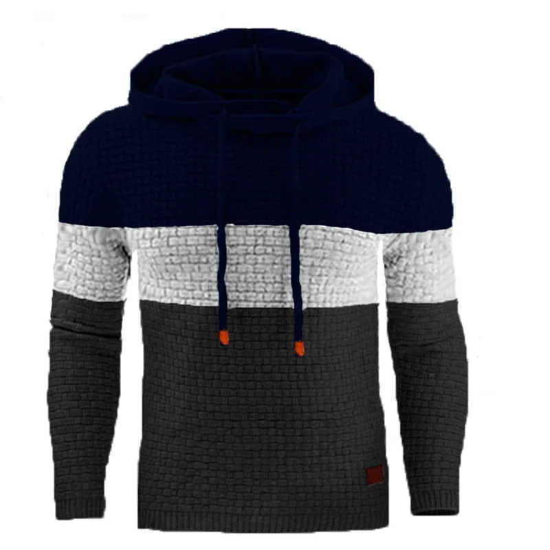 Men’s Textured Knit Pullover Hoodie – Stylish Comfort for Fall and Winter Looks