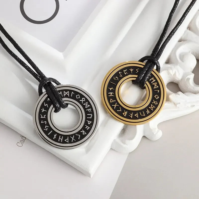 Viking Rune Circle Pendant Necklace
