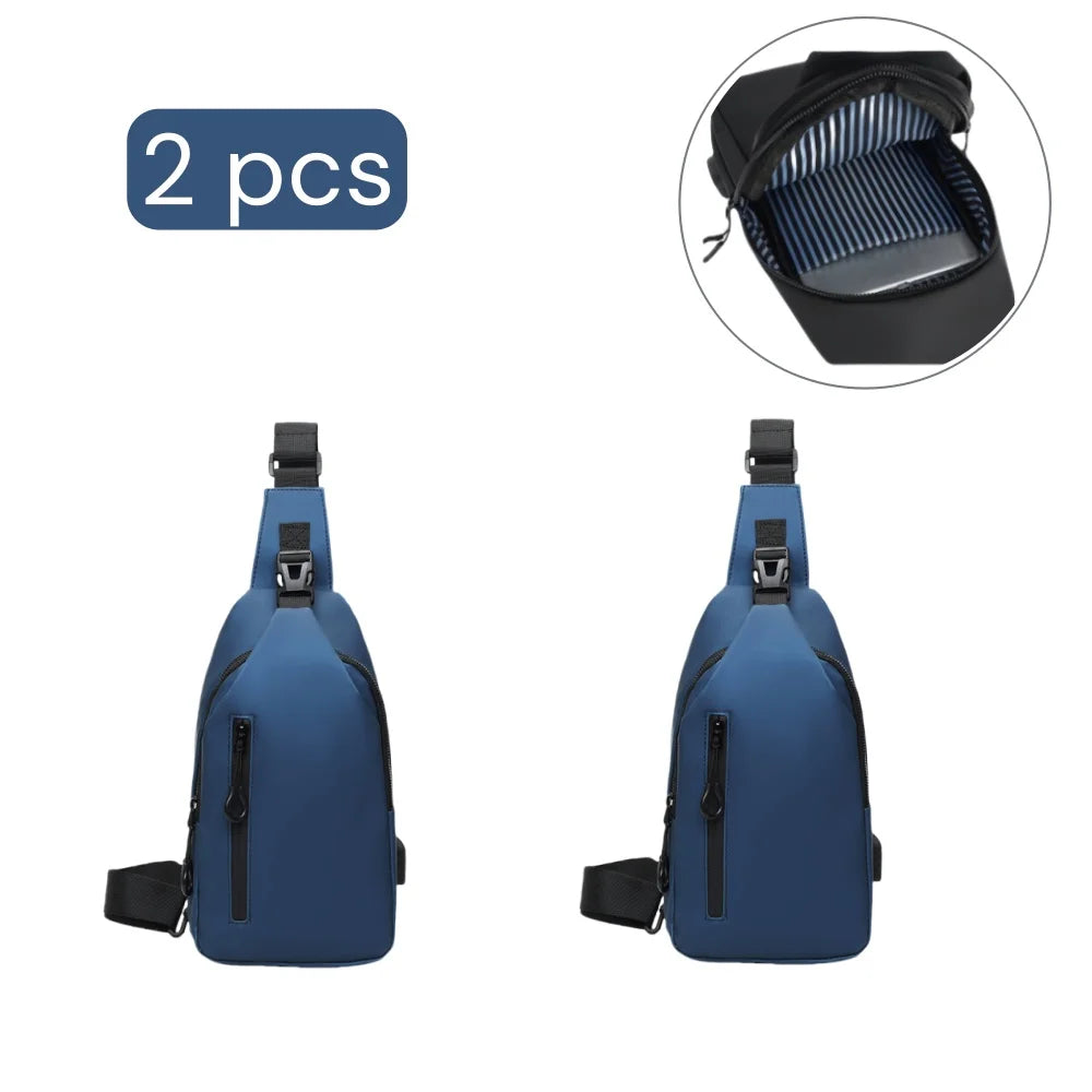 Men’s Anti-Theft Sling Bag with USB Charging Port – Waterproof Crossbody Chest Bag