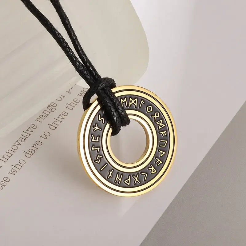 Viking Rune Circle Pendant Necklace