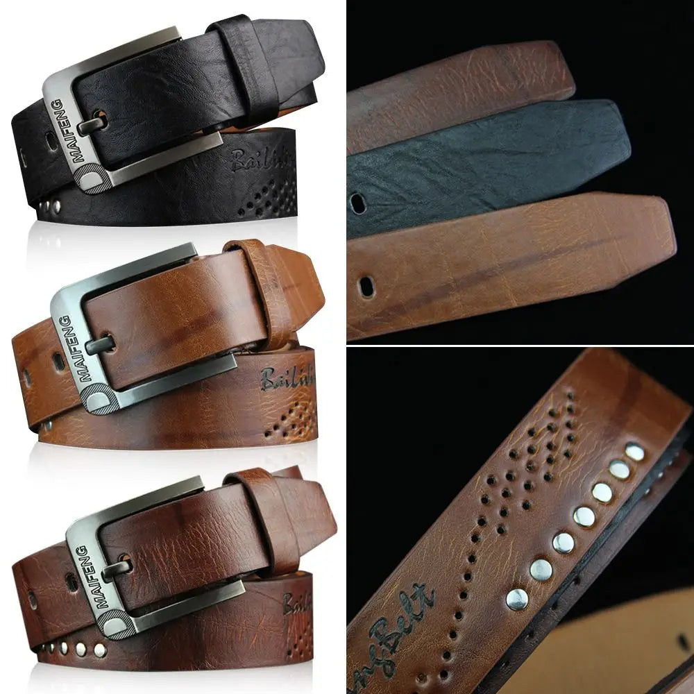 Men’s Casual Leather Belt with Classic Buckle – Durable and Versatile
