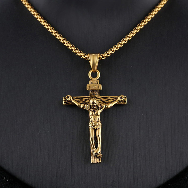 Religious Jesus Cross Stainless Steel Necklace For Men