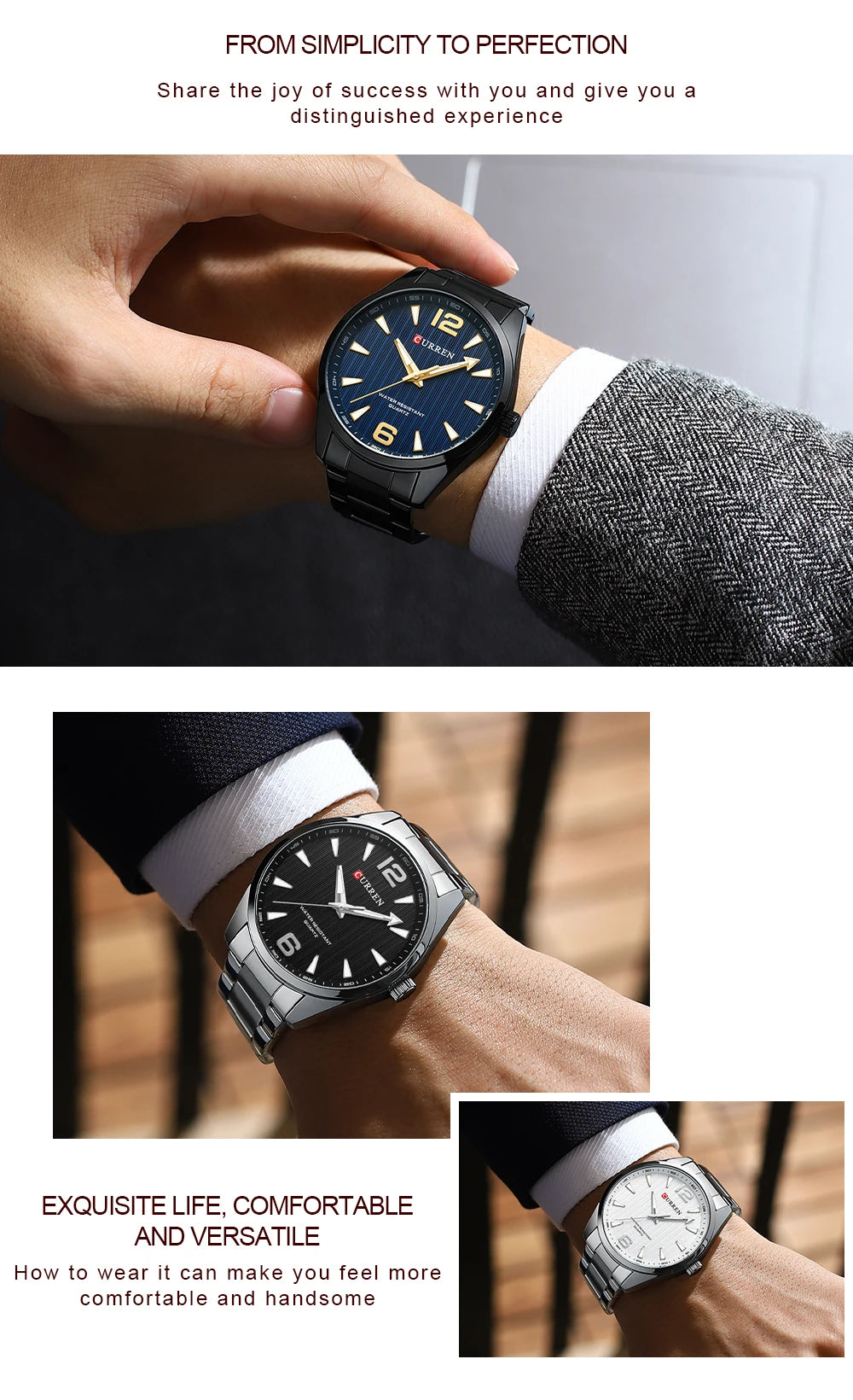 Classic Men’s Watch with Minimalist Design and Metal Band
