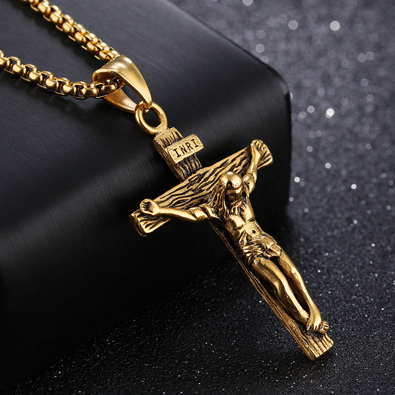 Religious Jesus Cross Stainless Steel Necklace For Men