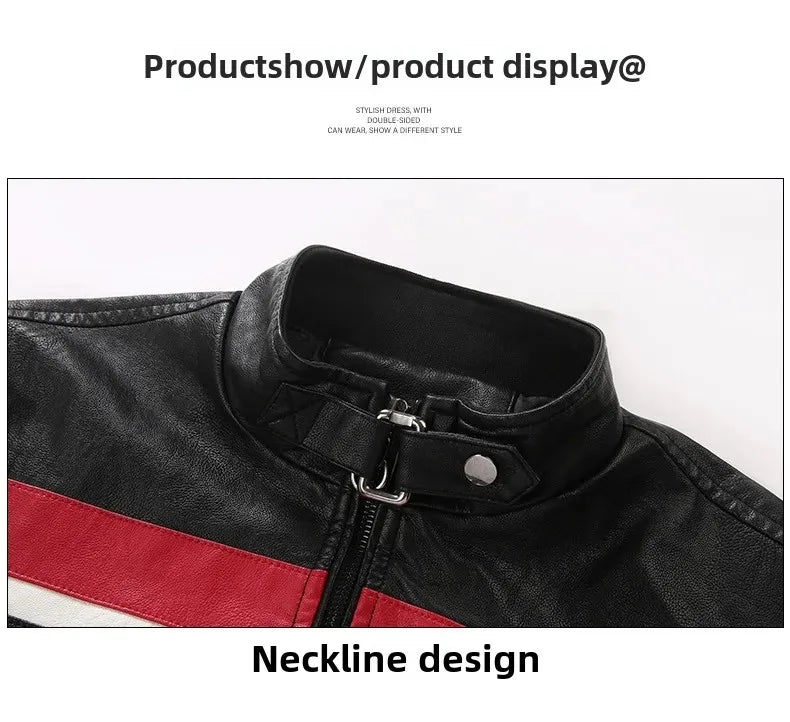 Men’s Biker-Style Jacket with Contrasting Panels and Functional Zippers