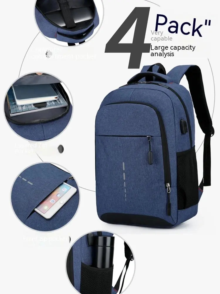 Men’s Premium Anti-Theft Backpack with USB Port – Modern Waterproof Design & Large Capacity for Laptop