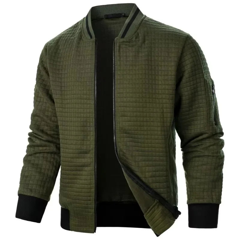 Urban Style Men’s Jacket with Textured Finish and Asymmetrical Zipper