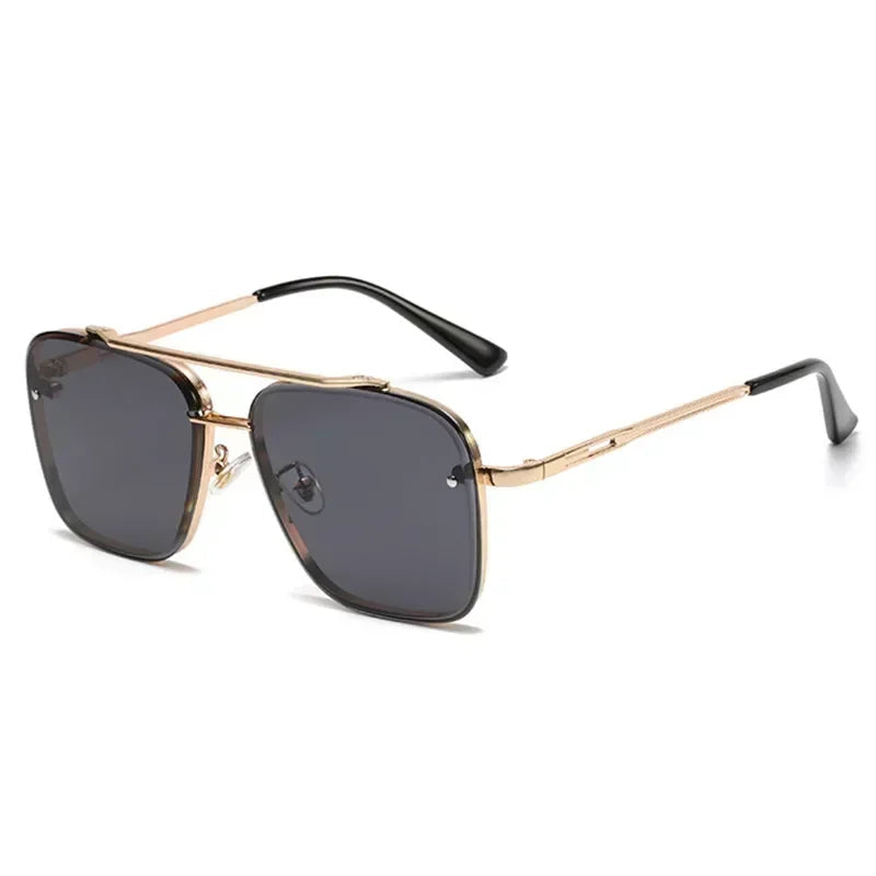 Aviator-Style Sunglasses with Geometric Lens Design – Modern Elegance UV400