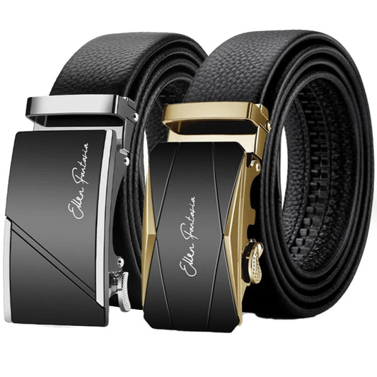 Men's Genuine Leather Belt, Automatic Belt with Adjustable Waistband