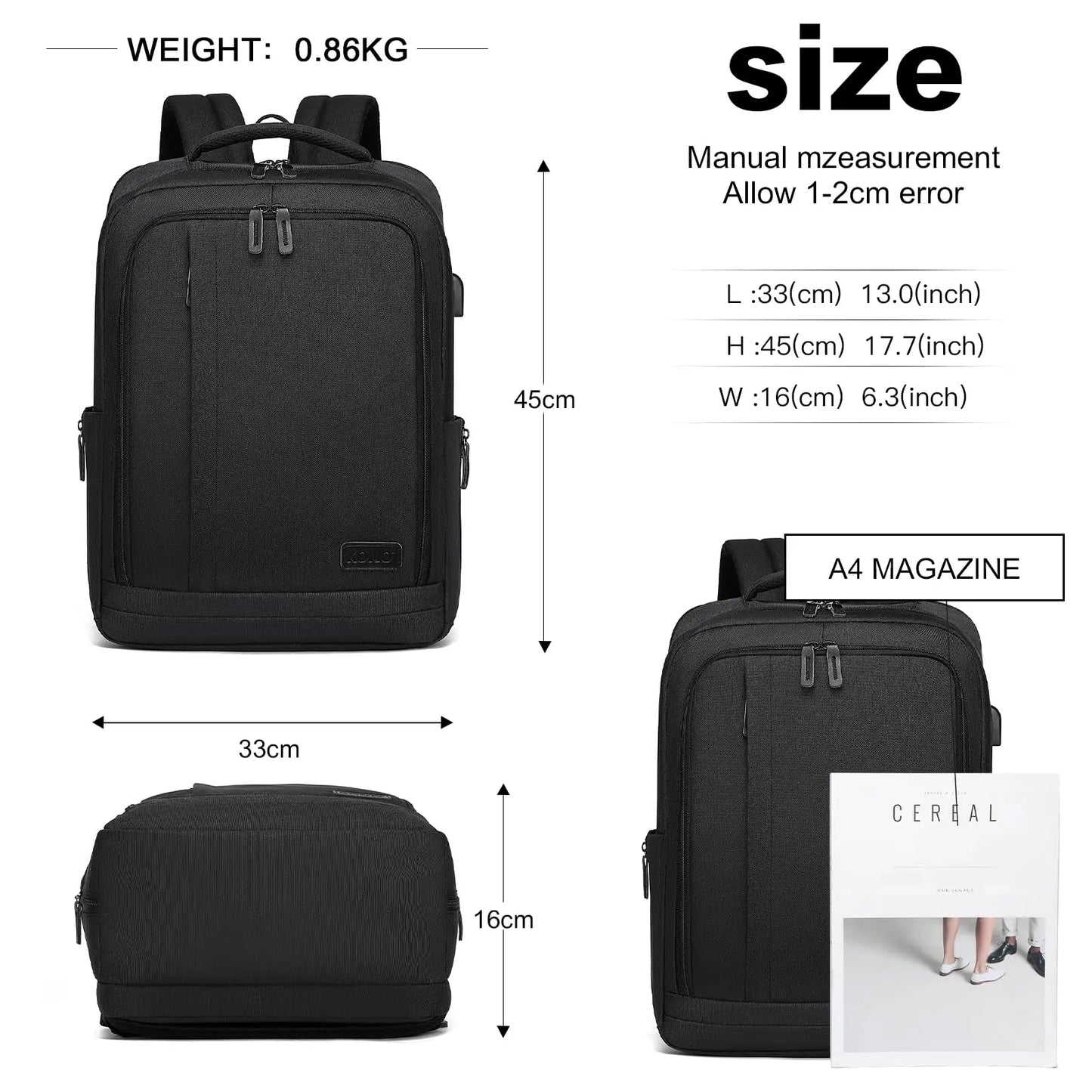 Lightweight Laptop Backpack – Slim Water-Resistant Daypack for Travel, Work & School
