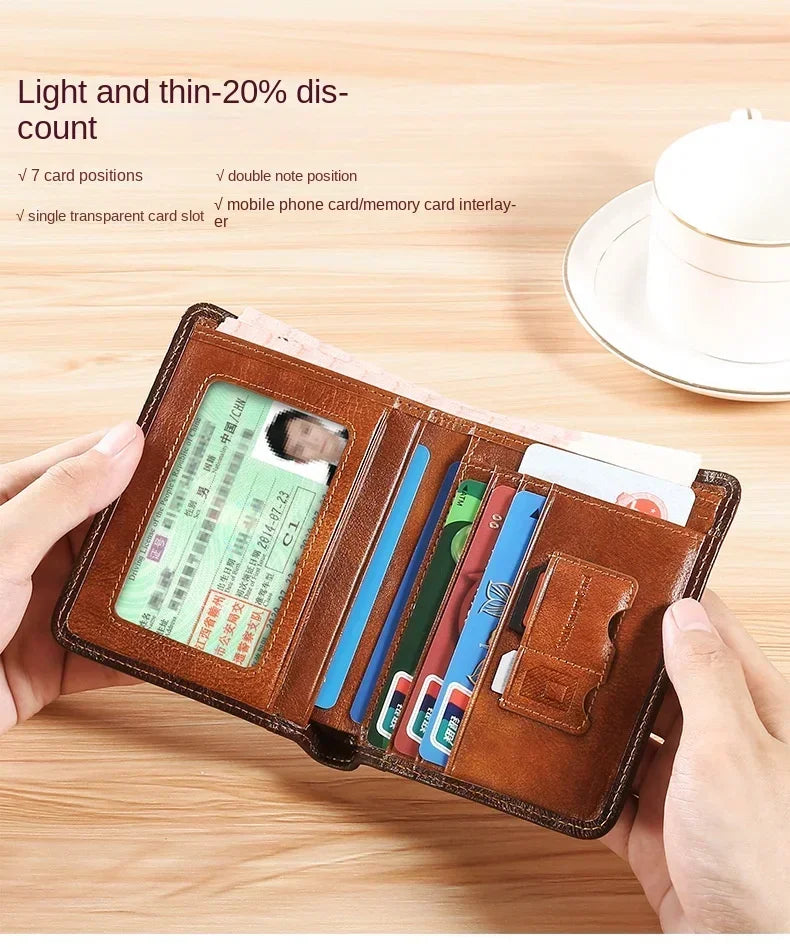Men’s Leather Wallet with Classic Design and Reinforced Stitching