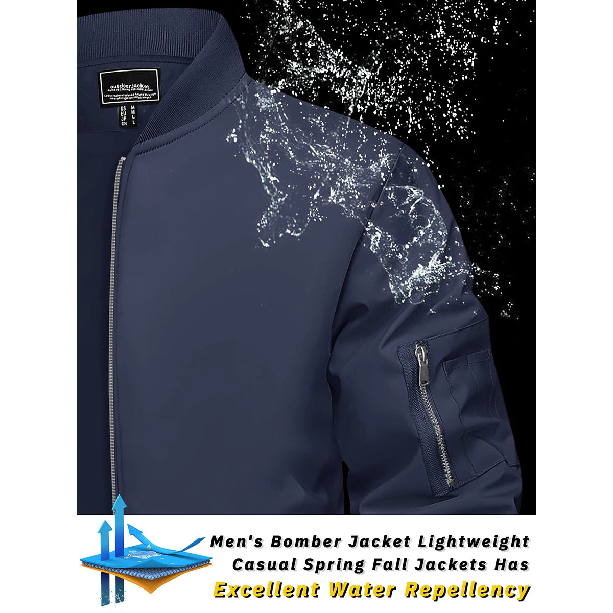 Men’s Bomber Style Jacket with Metallic Zippers