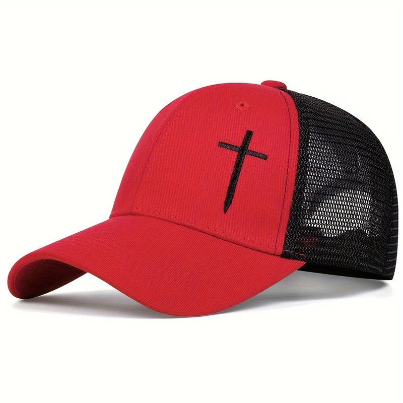 Cross Embroidered Trucker Cap