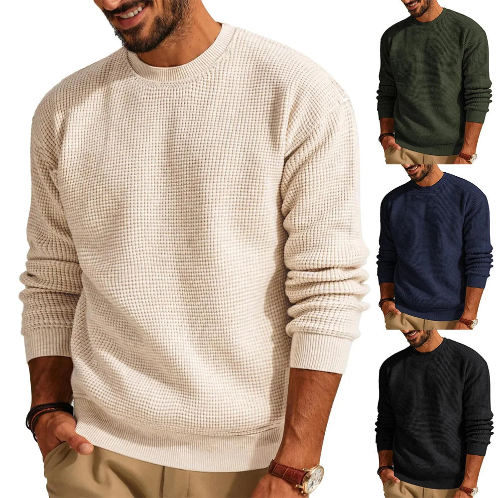 Urban Classic: Solid Color Wedge-Top Pullover Sweater for Men – Soft Knit & Stylish Fit