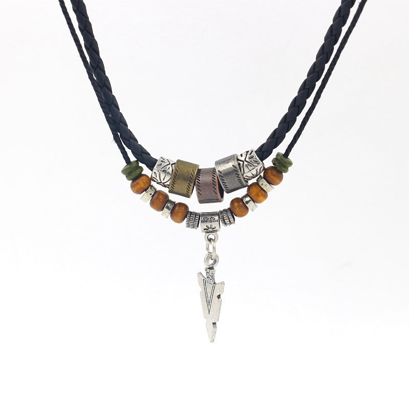 Men’s Tribal Necklace with Arrowhead Pendant