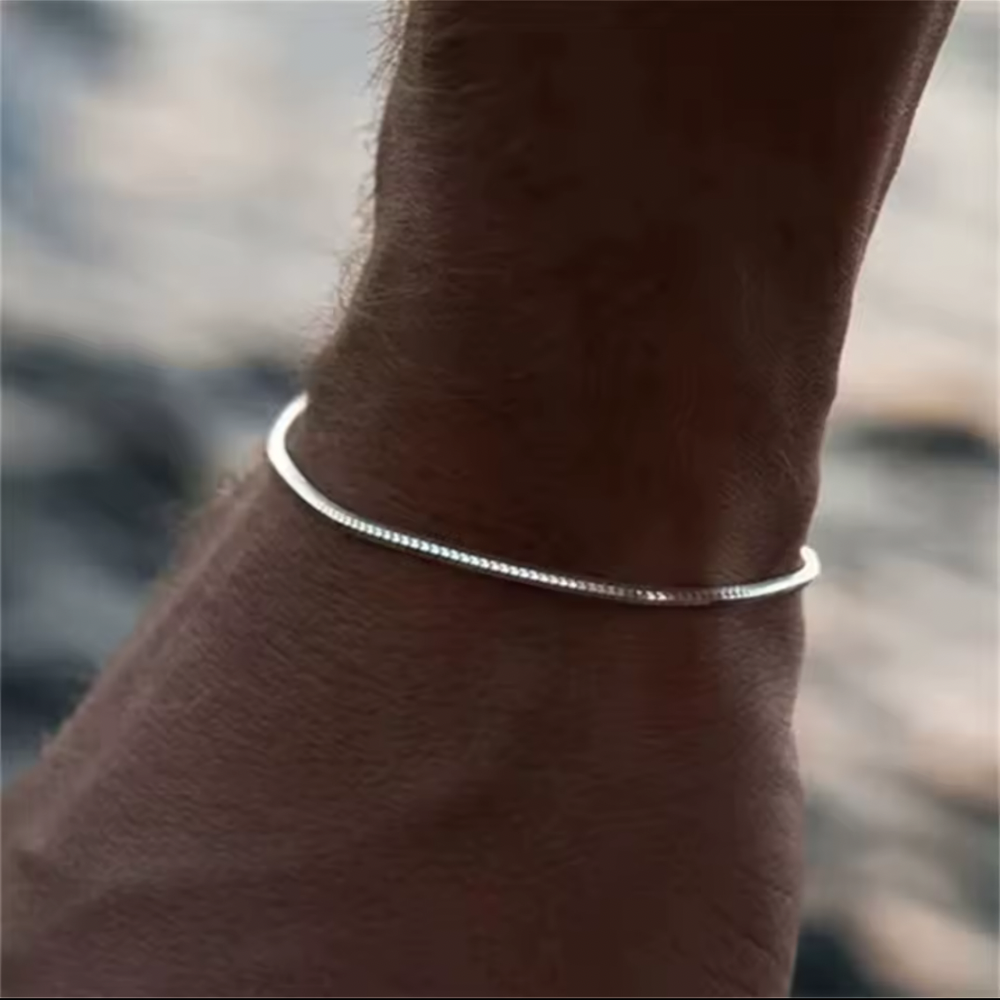 Schmales Edelstahlarmband für Herren – Gold oder Silber