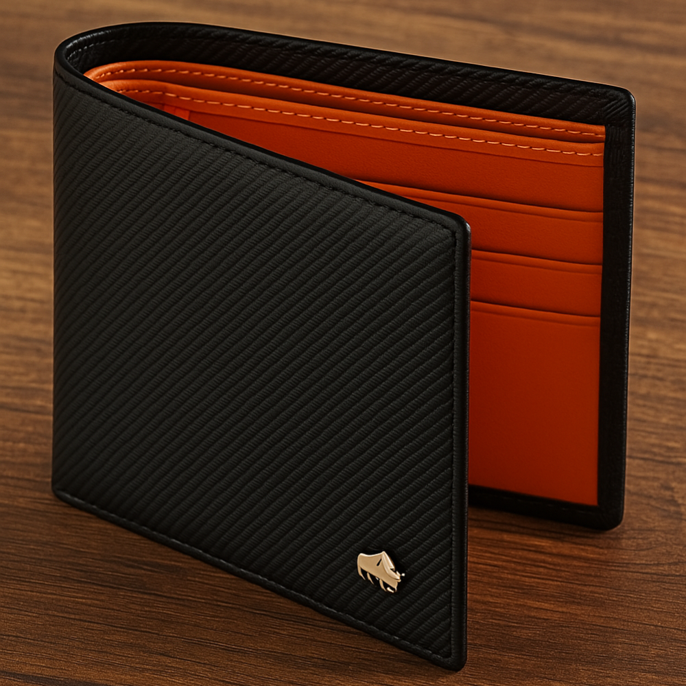 Carteira Masculina de Couro Carbono de Luxo | Fina, Elegante e com Bloqueio RFID