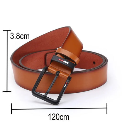 Men’s Genuine Leather Belt with Metal Buckle – Durable, Adjustable, and Stylish