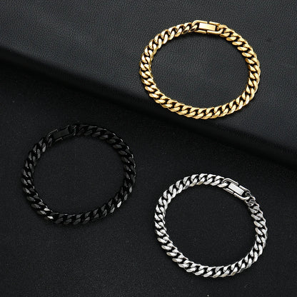 Men’s Stainless Steel Cuban Link Bracelet – Gold, Black and Silver