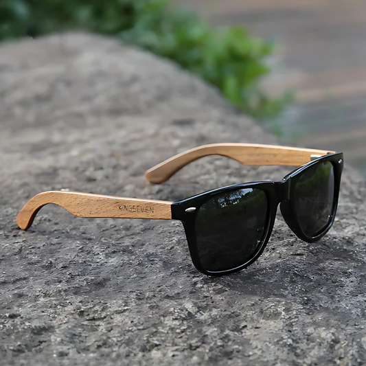 Handmade Men's Wooden Frame Sunglasses with UV400 Protection