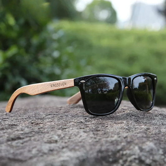 Handmade Men's Wooden Frame Sunglasses with UV400 Protection