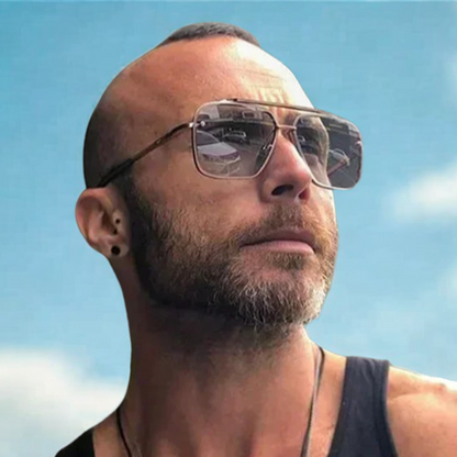 Aviator-Style Sunglasses with Geometric Lens Design – Modern Elegance UV400