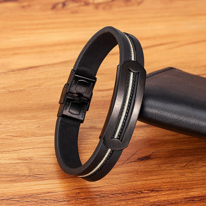 Men’s Minimalist Leather Bracelet – Subtle Elegance