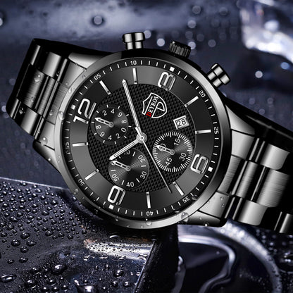 Luxury Men's Business Watch Stainless Steel Quartz Wristwatch