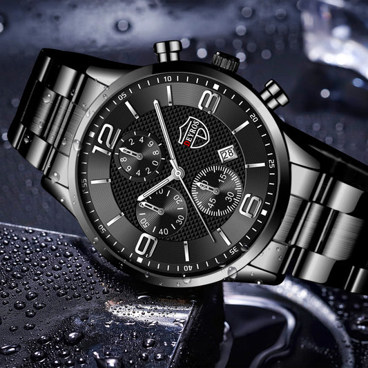 Luxury Men's Business Watch Stainless Steel Quartz Wristwatch