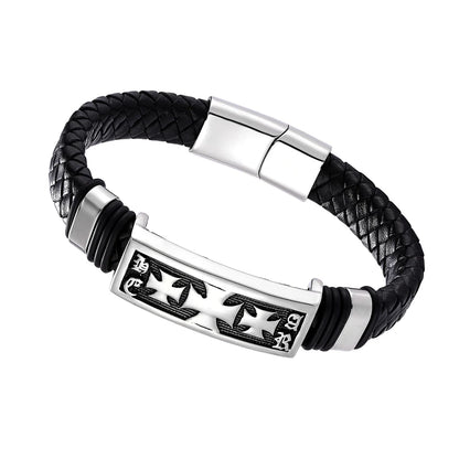 Men’s Leather Bracelet with Gold Accents – Modern Double Layer Design