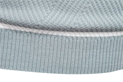 Men’s Slim Fit Knit Sweater – Warm Patchwork Pullover with Crew Neck & Long Sleeves