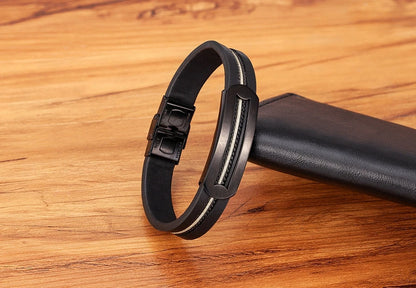 Men’s Minimalist Leather Bracelet – Subtle Elegance