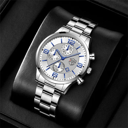 Luxury Men's Business Watch Stainless Steel Quartz Wristwatch
