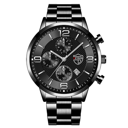 Luxury Men's Business Watch Stainless Steel Quartz Wristwatch