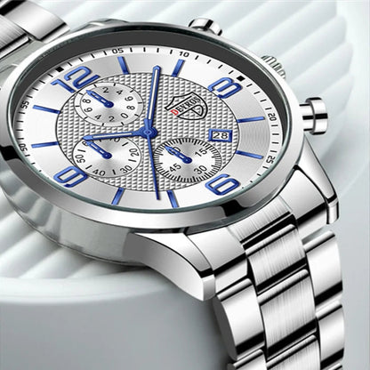 Luxury Men's Business Watch Stainless Steel Quartz Wristwatch