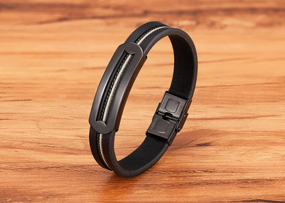 Men’s Minimalist Leather Bracelet – Subtle Elegance