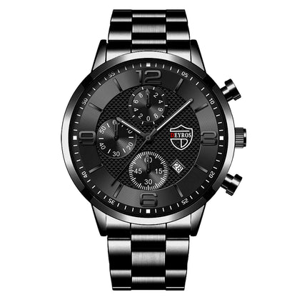 Luxury Men's Business Watch Stainless Steel Quartz Wristwatch