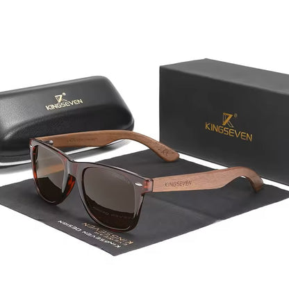 Handmade Men's Wooden Frame Sunglasses with UV400 Protection